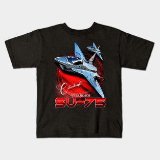 SU-75 Checkmate Stealth Fighter Aircraft Kids T-Shirt